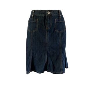 Vtg Y2K 2000s Stud Detail Denim Knee Length Skirt Sz 11/12 Grunge Punk